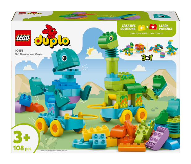 LEGO DUPLO 10451 3w1 dinozaury na kółkach - 1331607 - zdjęcie